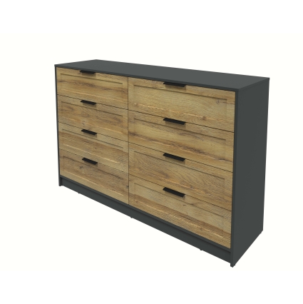 Kомод Тренд КТ-К157 (Антрацит ЛДСП/ Дуб вотан ЛМДФ) Ш1565 В1020 Г451